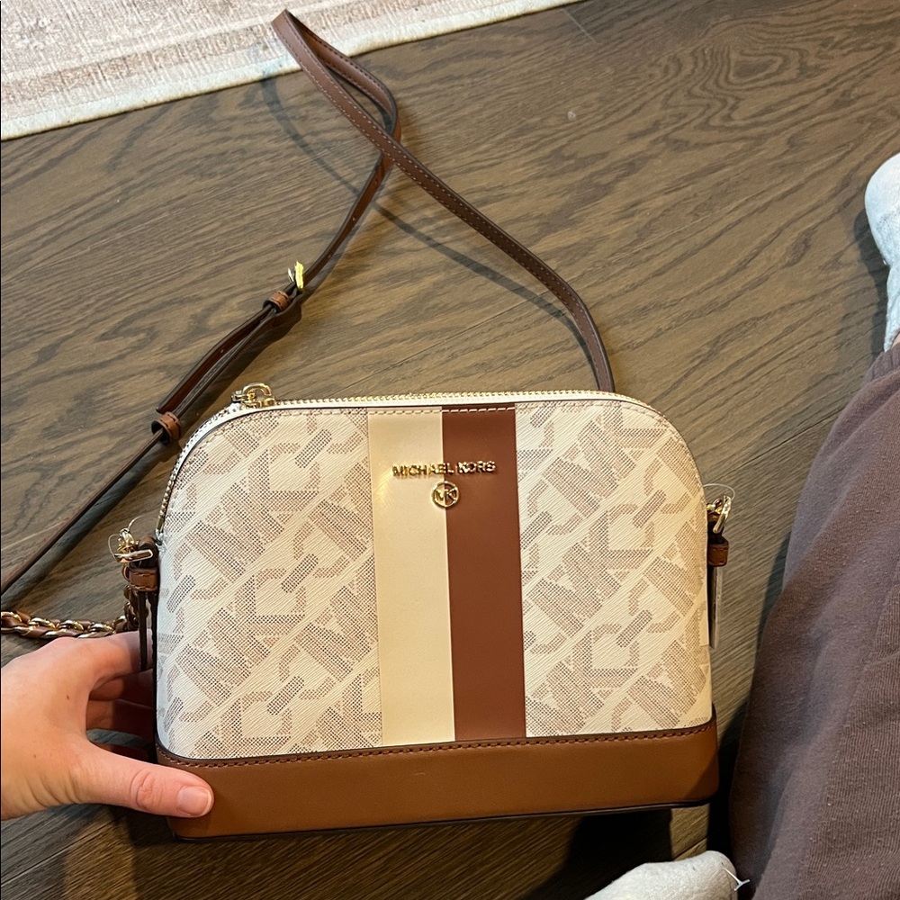 Michael Kors Tan and Cream Crossbody Bag